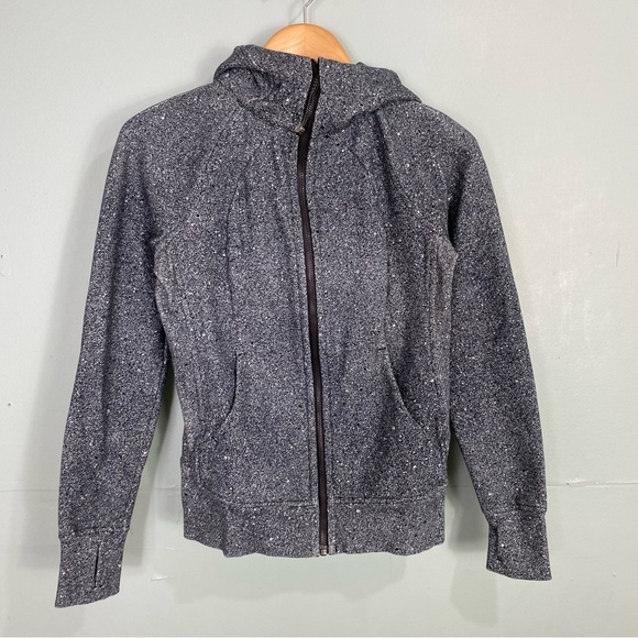 Lululemon W4AWPS Scubba Hoodie Light Cotton Fleece Zip Up Black Sz‎ 4 - Picture 1 of 9